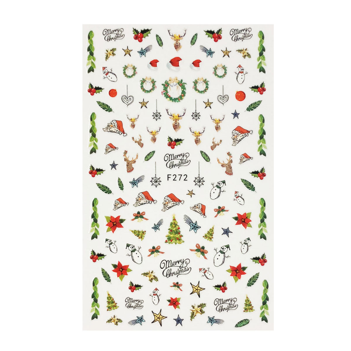 Wrapables 3 Sheets Merry Christmas Nail Art Christmas Nail Stickers