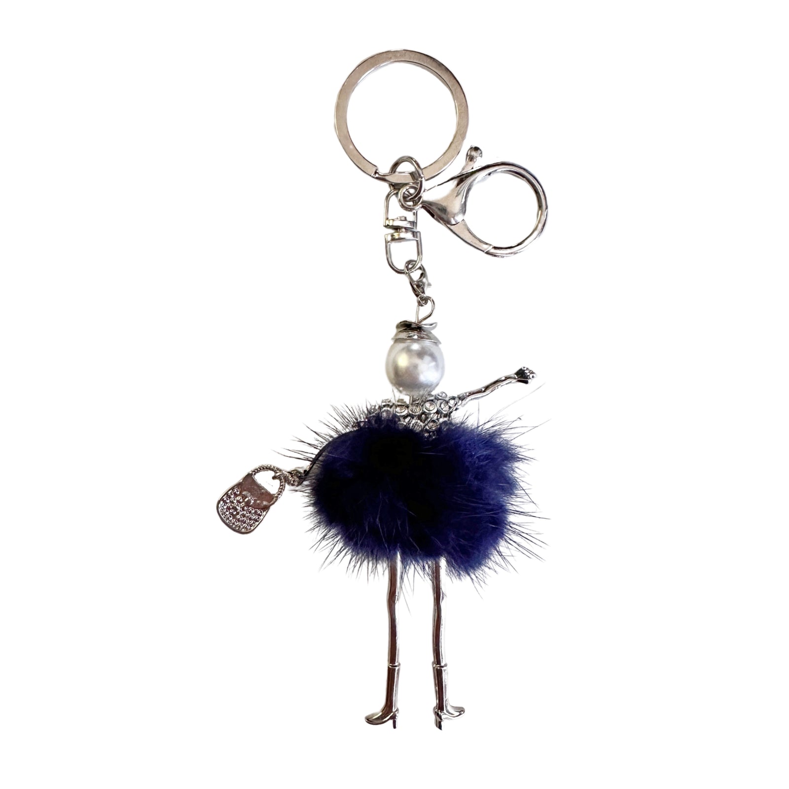 Wrapables Hanging Fashionista Doll Keychain, Crystal Rhinestone Keyring Bag Charm