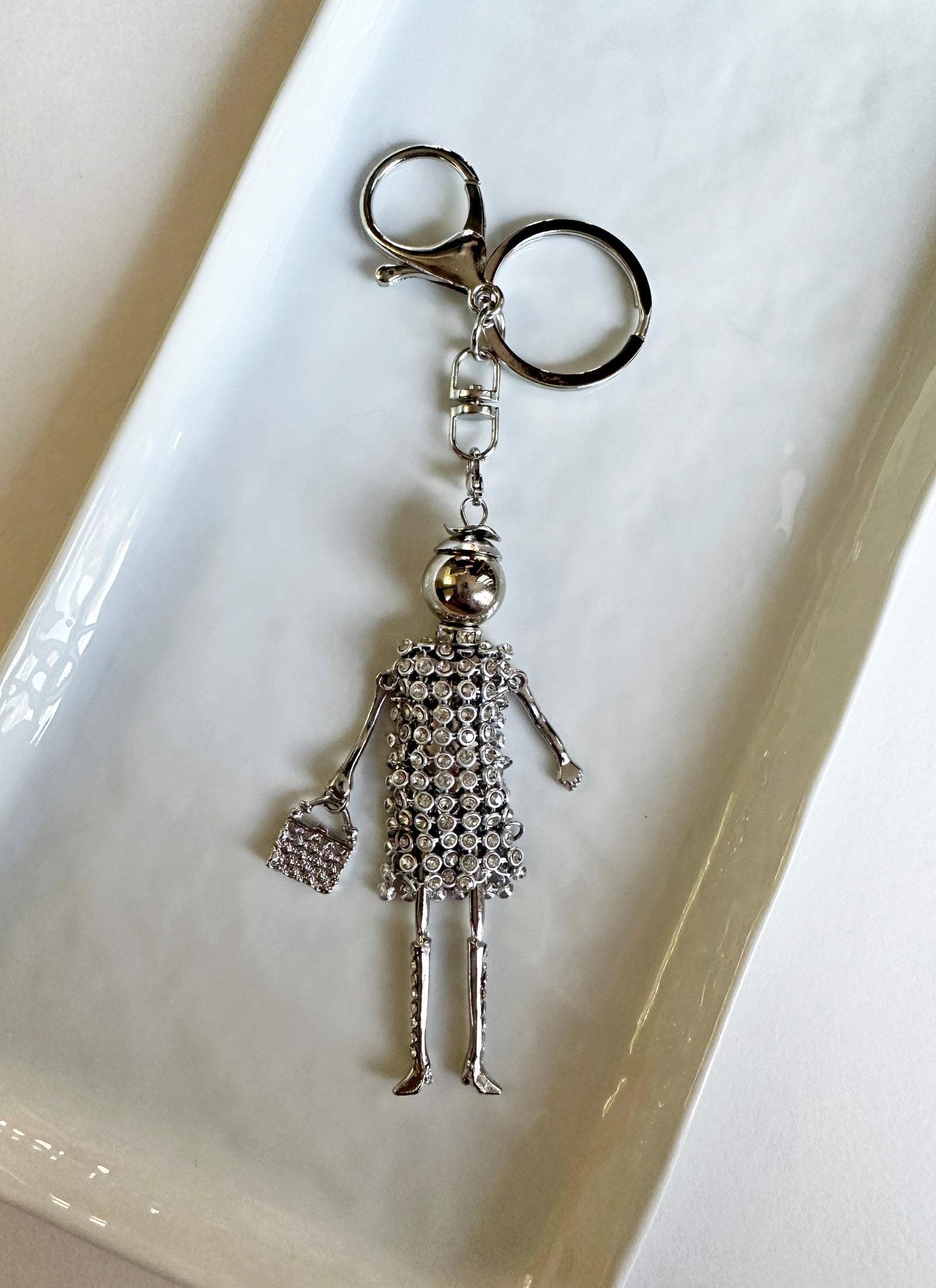 Wrapables Hanging Fashionista Doll Keychain, Crystal Rhinestone Keyring Bag Charm