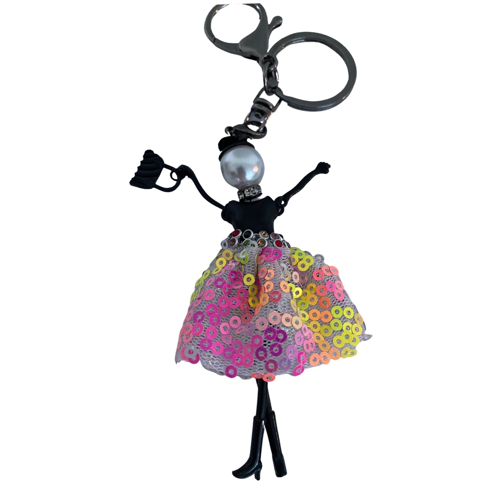 Wrapables Hanging Fashionista Doll Keychain, Crystal Rhinestone Keyring Bag Charm