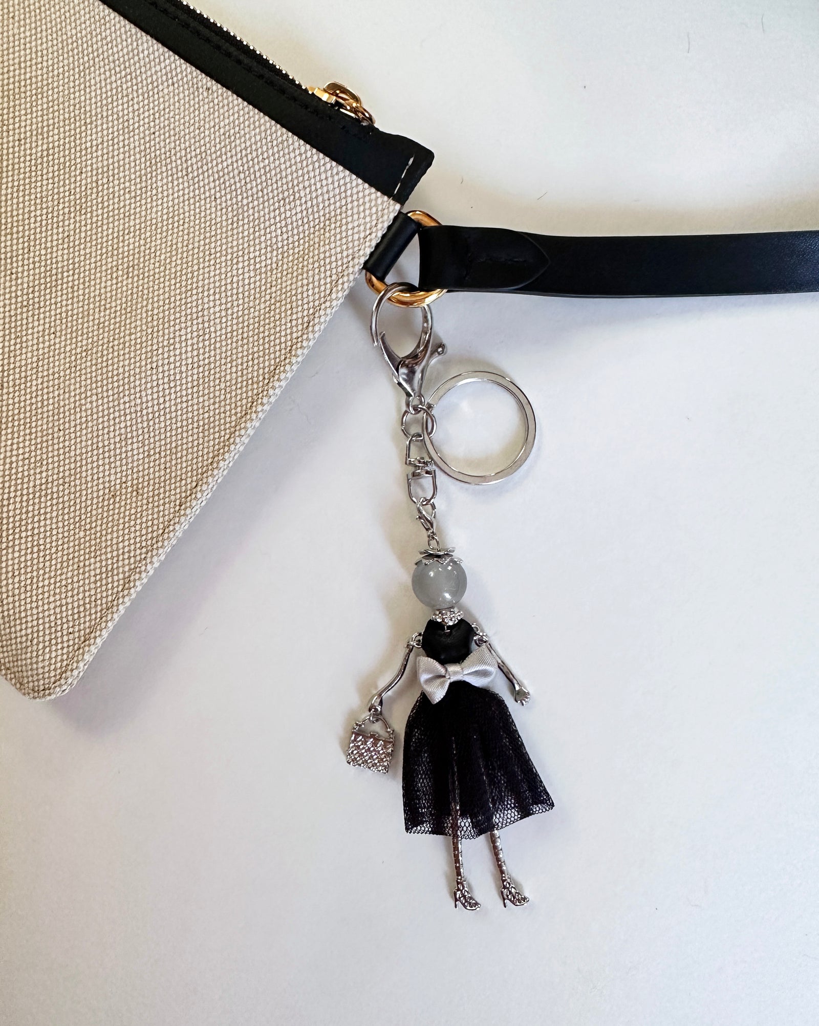 Wrapables Hanging Fashionista Doll Keychain, Crystal Rhinestone Keyring Bag Charm
