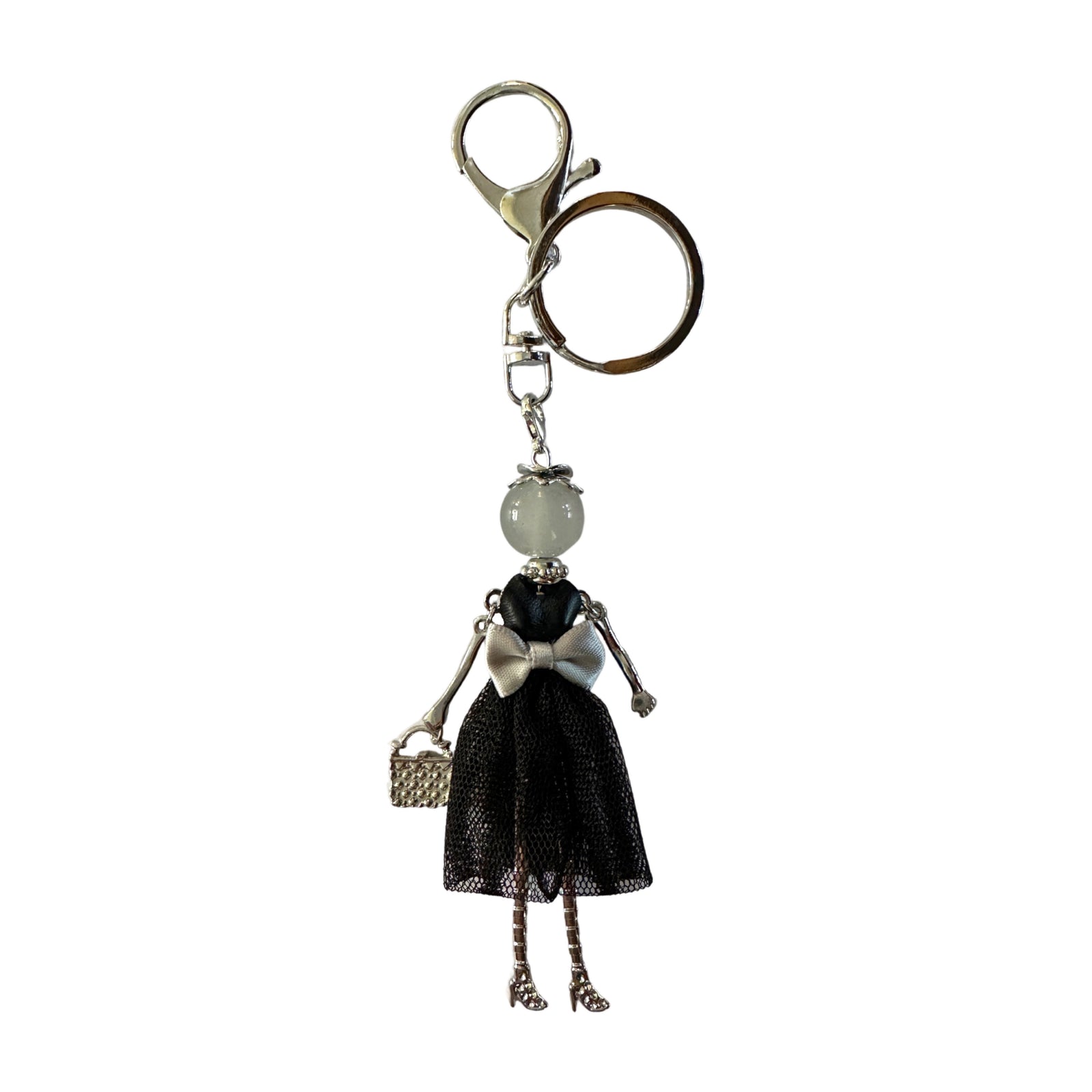 Wrapables Hanging Fashionista Doll Keychain, Crystal Rhinestone Keyring Bag Charm