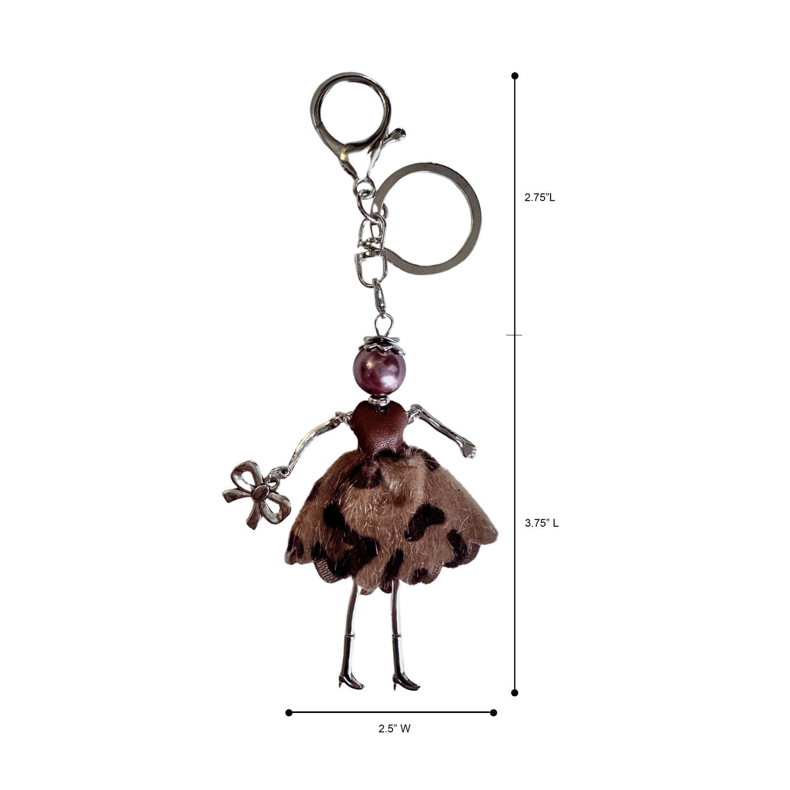 Wrapables Hanging Fashionista Doll Keychain, Crystal Rhinestone Keyring Bag Charm