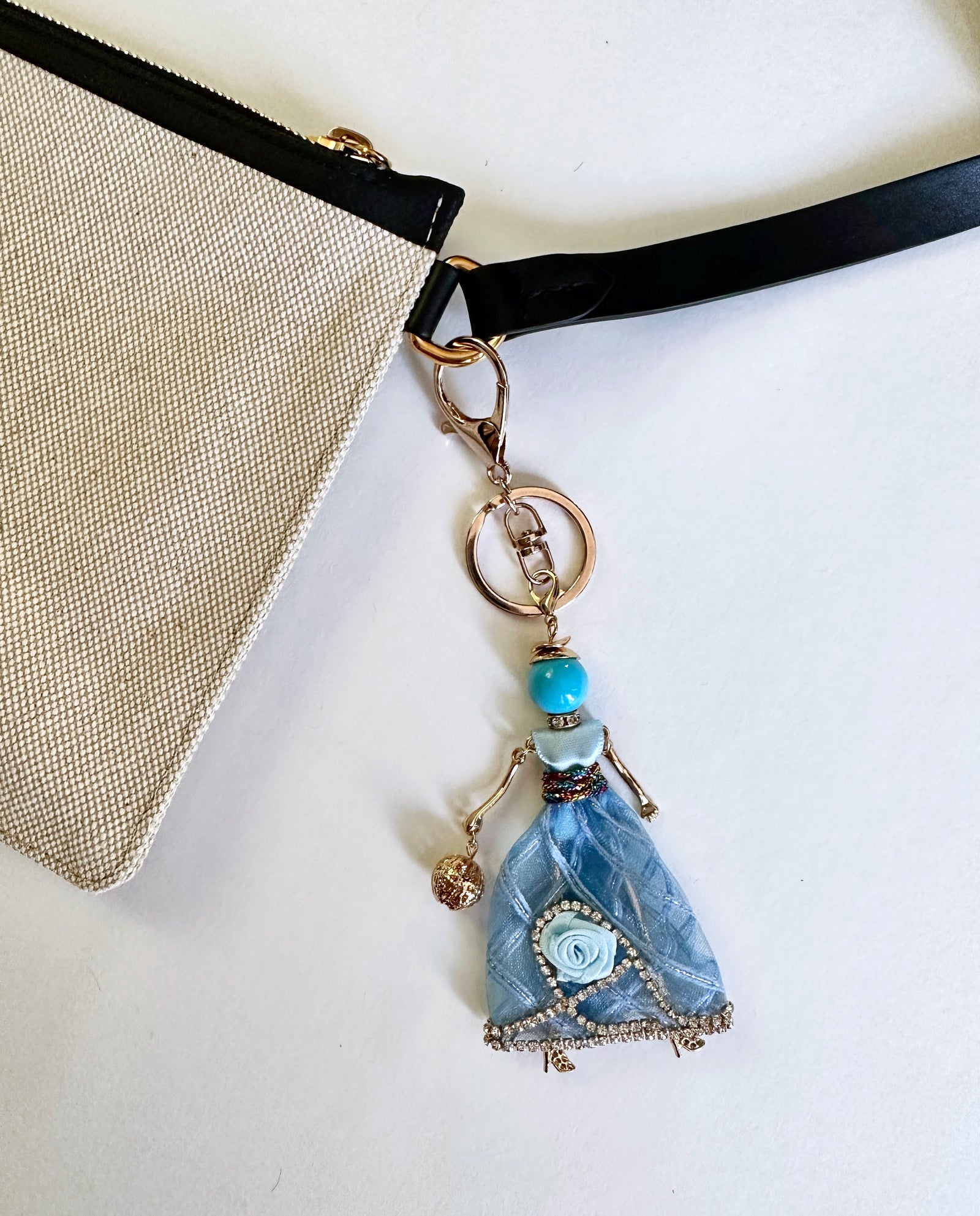 Wrapables Hanging Fashionista Doll Keychain, Crystal Rhinestone Keyring Bag Charm