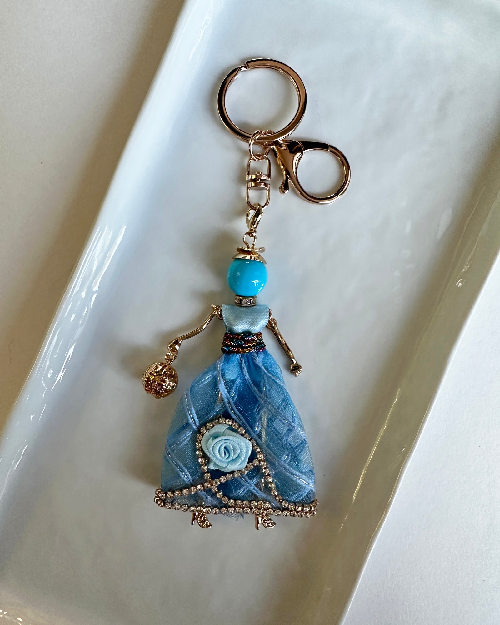 Wrapables Hanging Fashionista Doll Keychain, Crystal Rhinestone Keyring Bag Charm