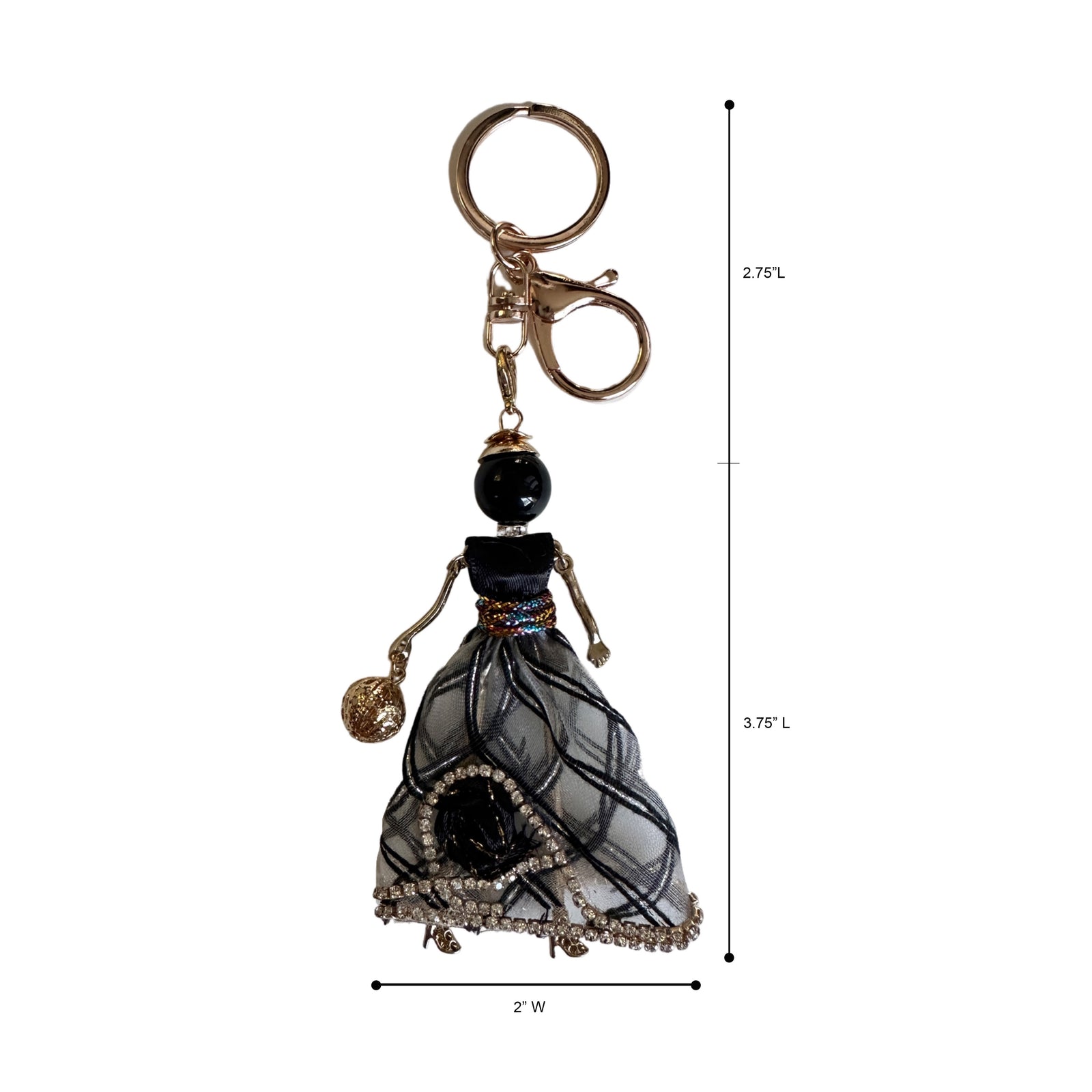 Wrapables Hanging Fashionista Doll Keychain, Crystal Rhinestone Keyring Bag Charm