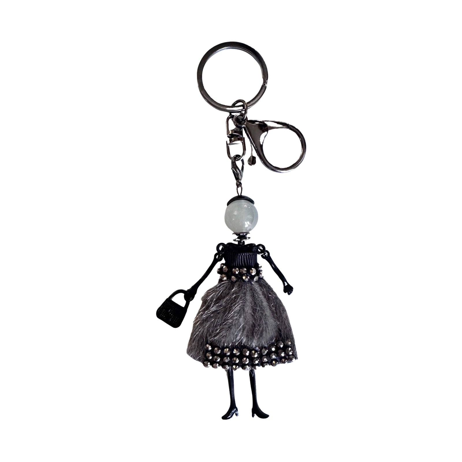 Wrapables Hanging Fashionista Doll Keychain, Crystal Rhinestone Keyring Bag Charm