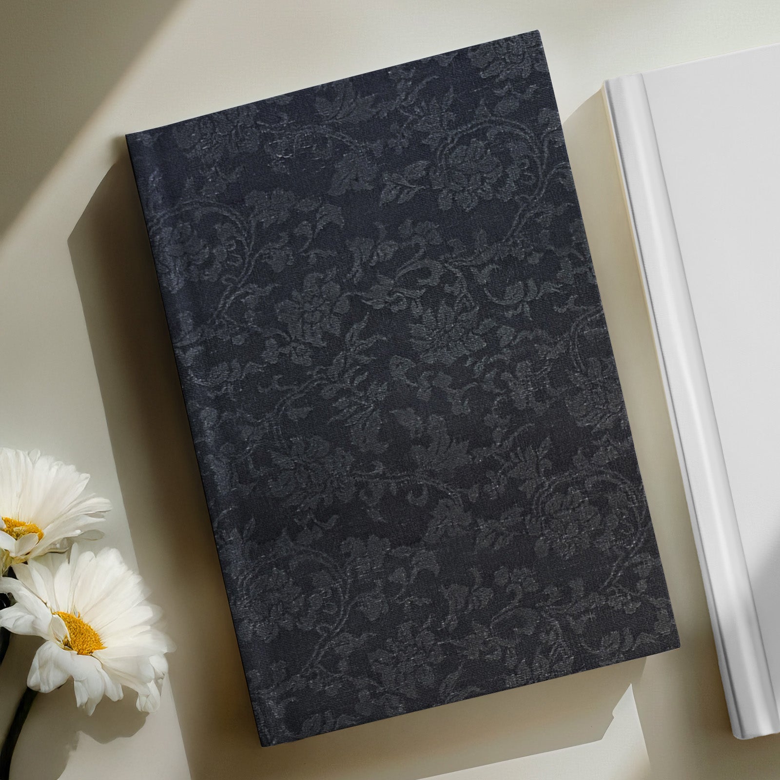 Wrapables Asian Satin Brocade Decorative Paper (Set of 3, Total 6 Sheets) - Midnight Black