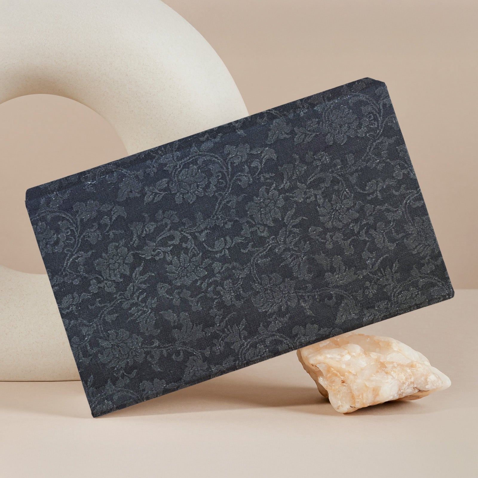 Wrapables Asian Satin Brocade Decorative Paper (Set of 3, Total 6 Sheets) - Midnight Black