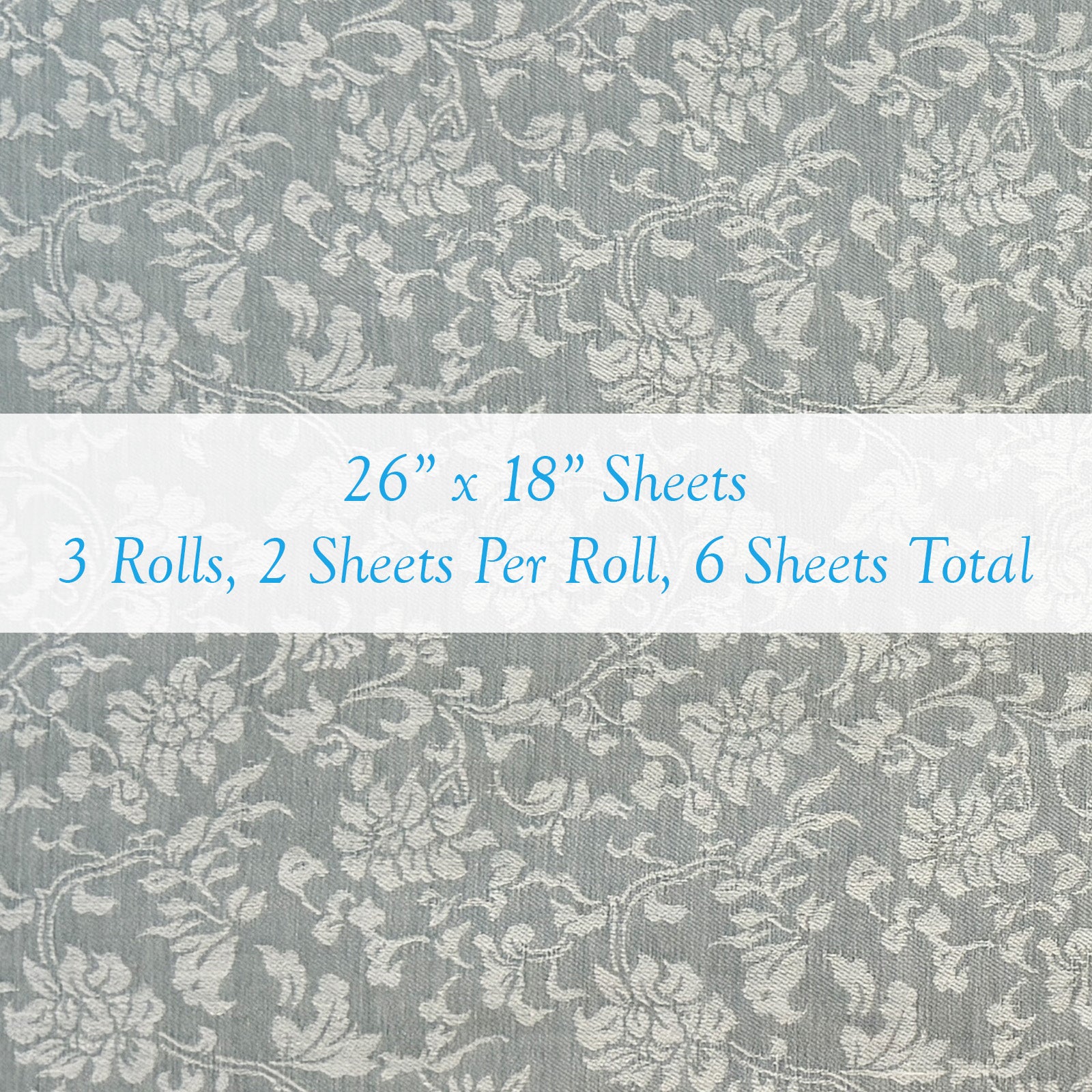 Wrapables Asian Satin Brocade Decorative Paper (Set of 3, Total 6 Sheets) - Country Gray