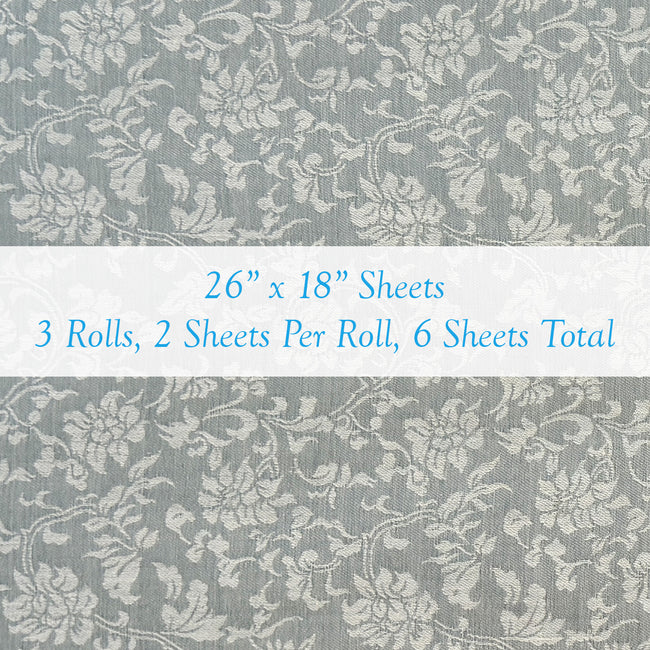 Wrapables Asian Satin Brocade Decorative Paper (Set of 3, Total 6 Sheets) - Country Gray
