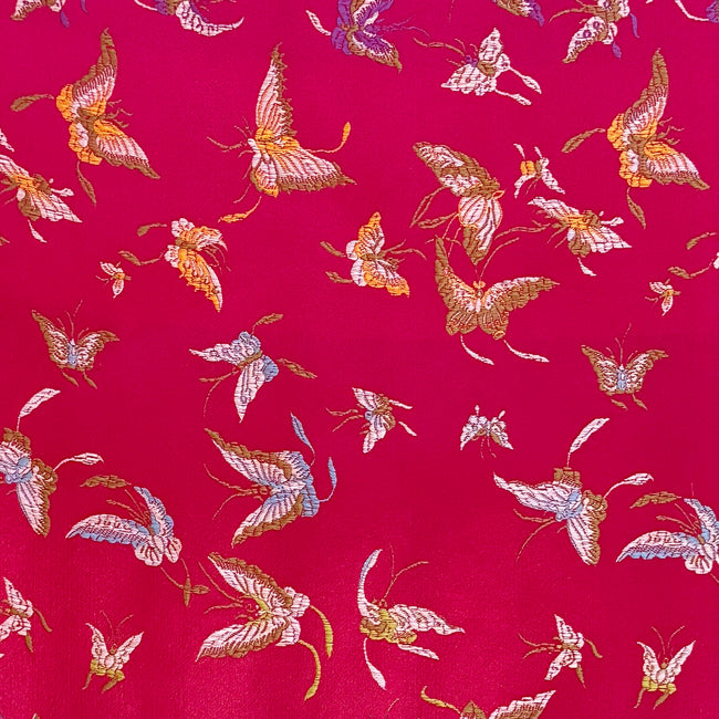 Wrapables Butterfly Satin Brocade Decorative Paper (Set of 3, Total 6 Sheets) - Magenta