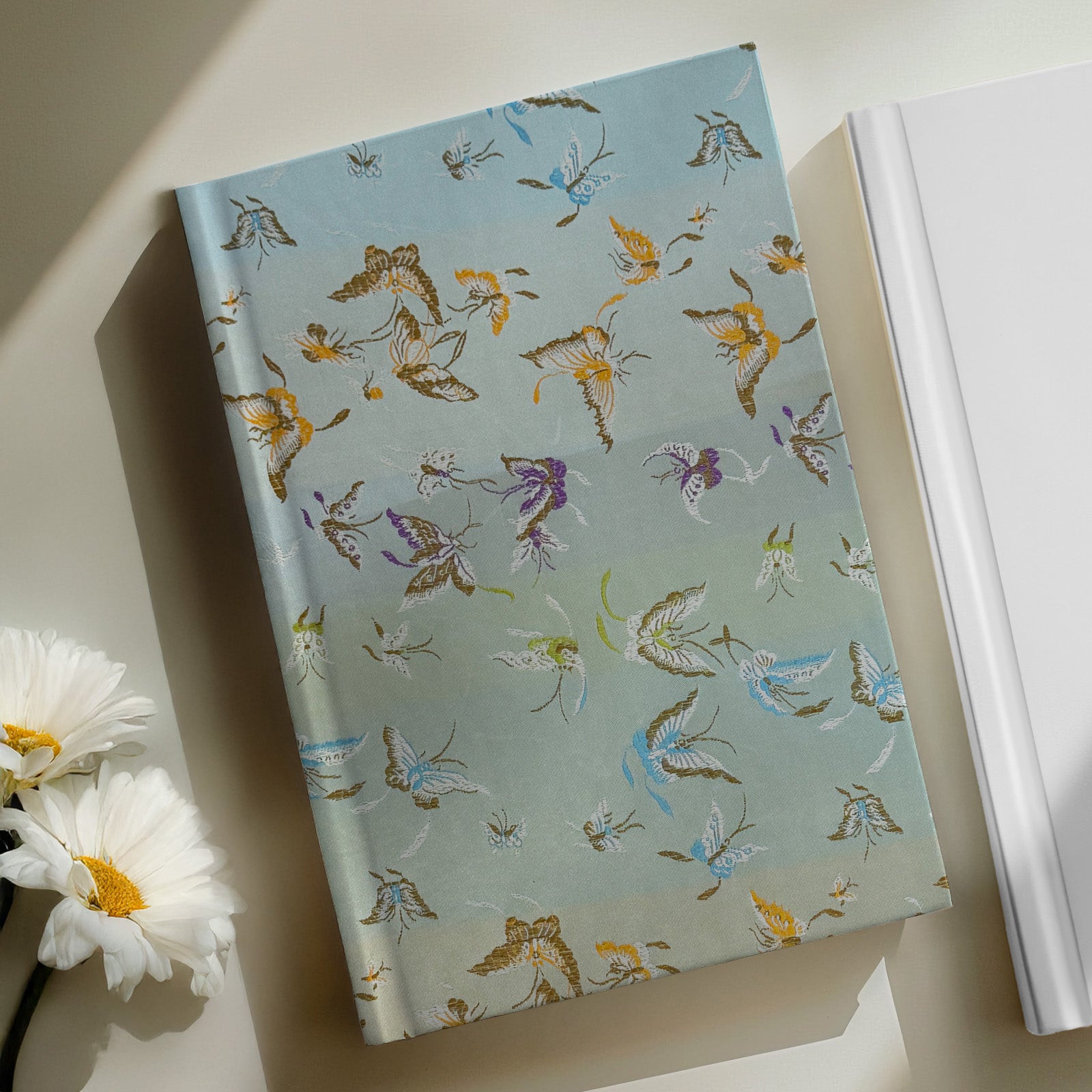 Wrapables Butterfly Satin Brocade Decorative Paper (1 Roll, 2 Sheets), Blue Green Mist