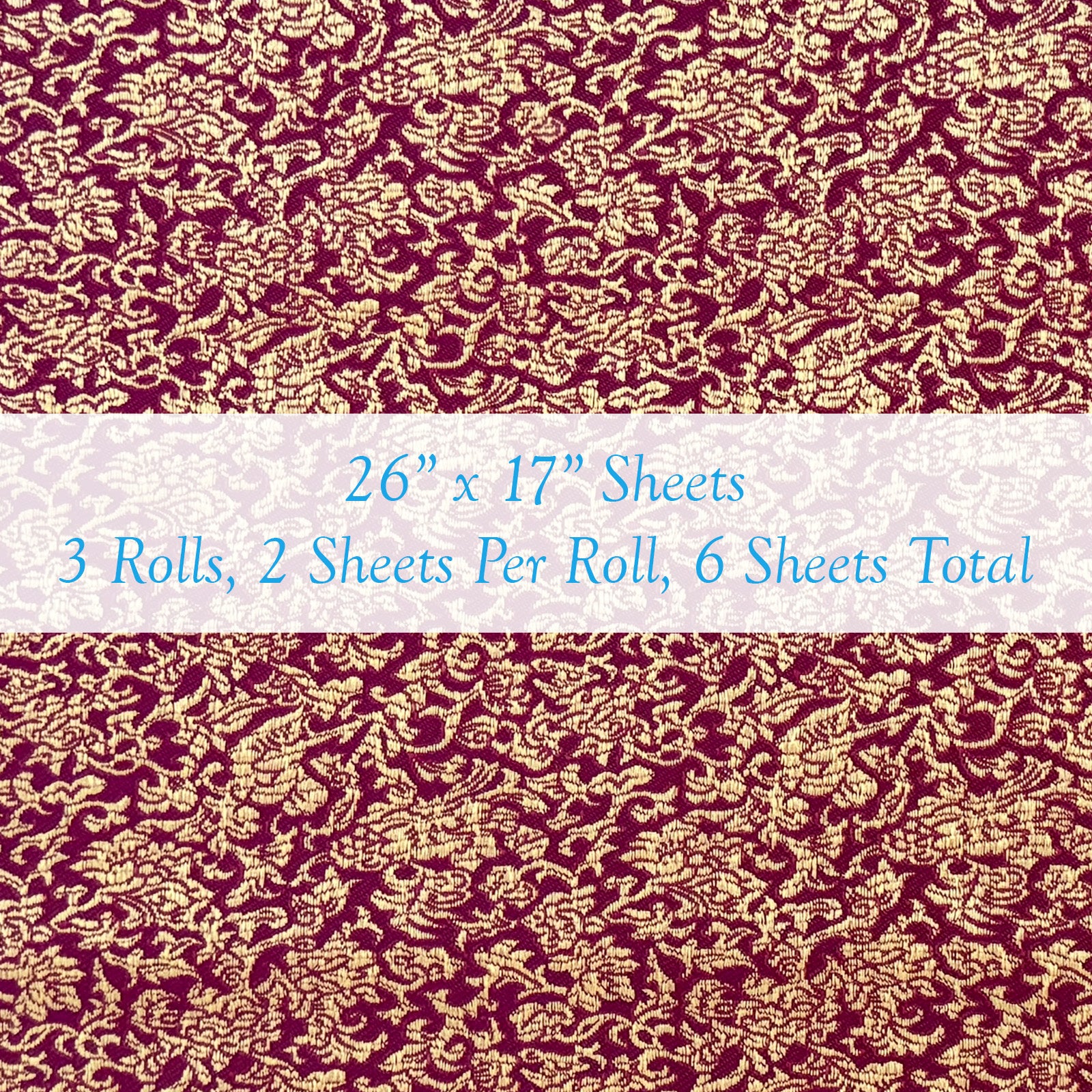 Wrapables Wild Flower Satin Brocade Decorative Paper (Set of 3, Total 6 Sheets)