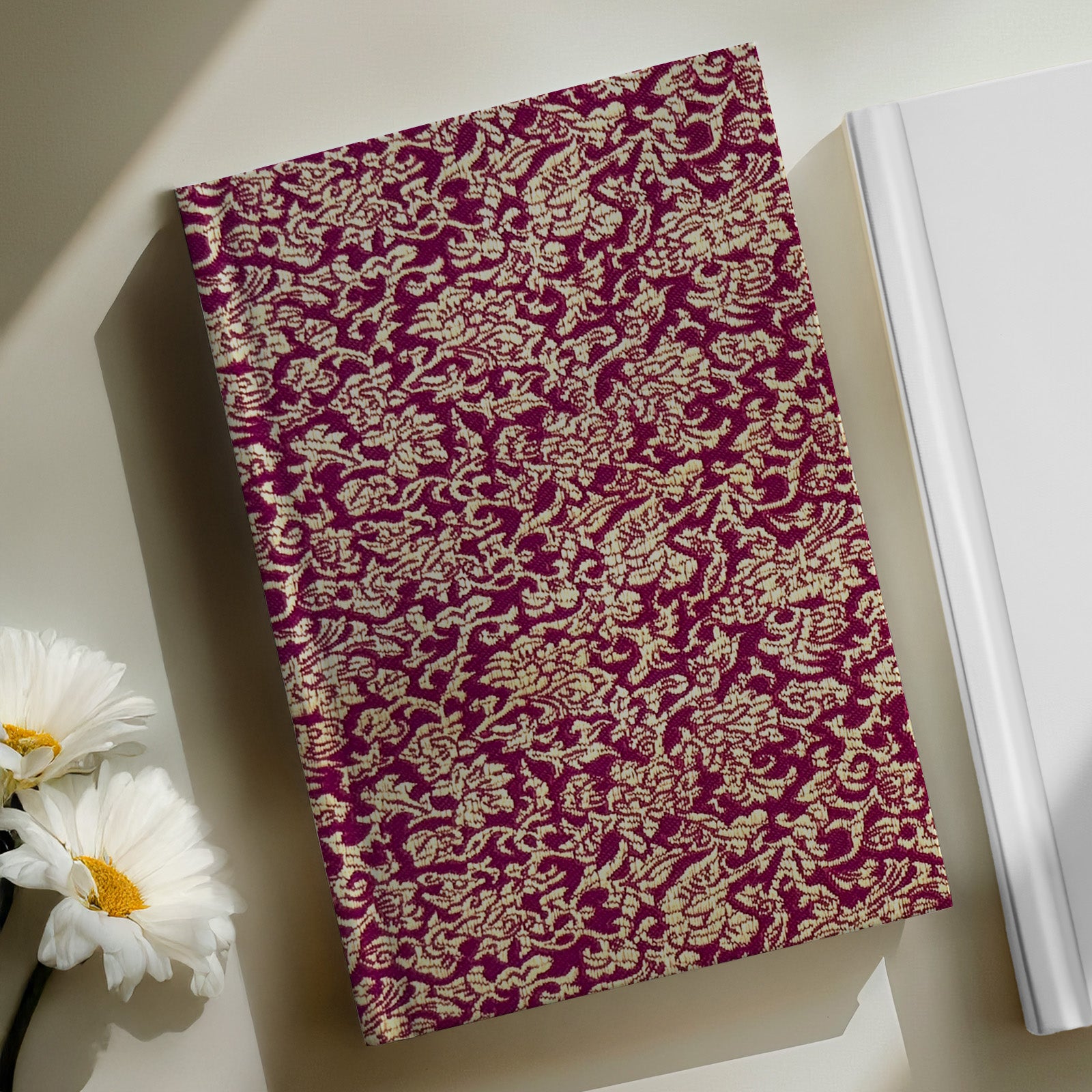 Wrapables Wild Flower Satin Brocade Decorative Paper (1 Roll, 2 Sheets), Gold/Burgundy