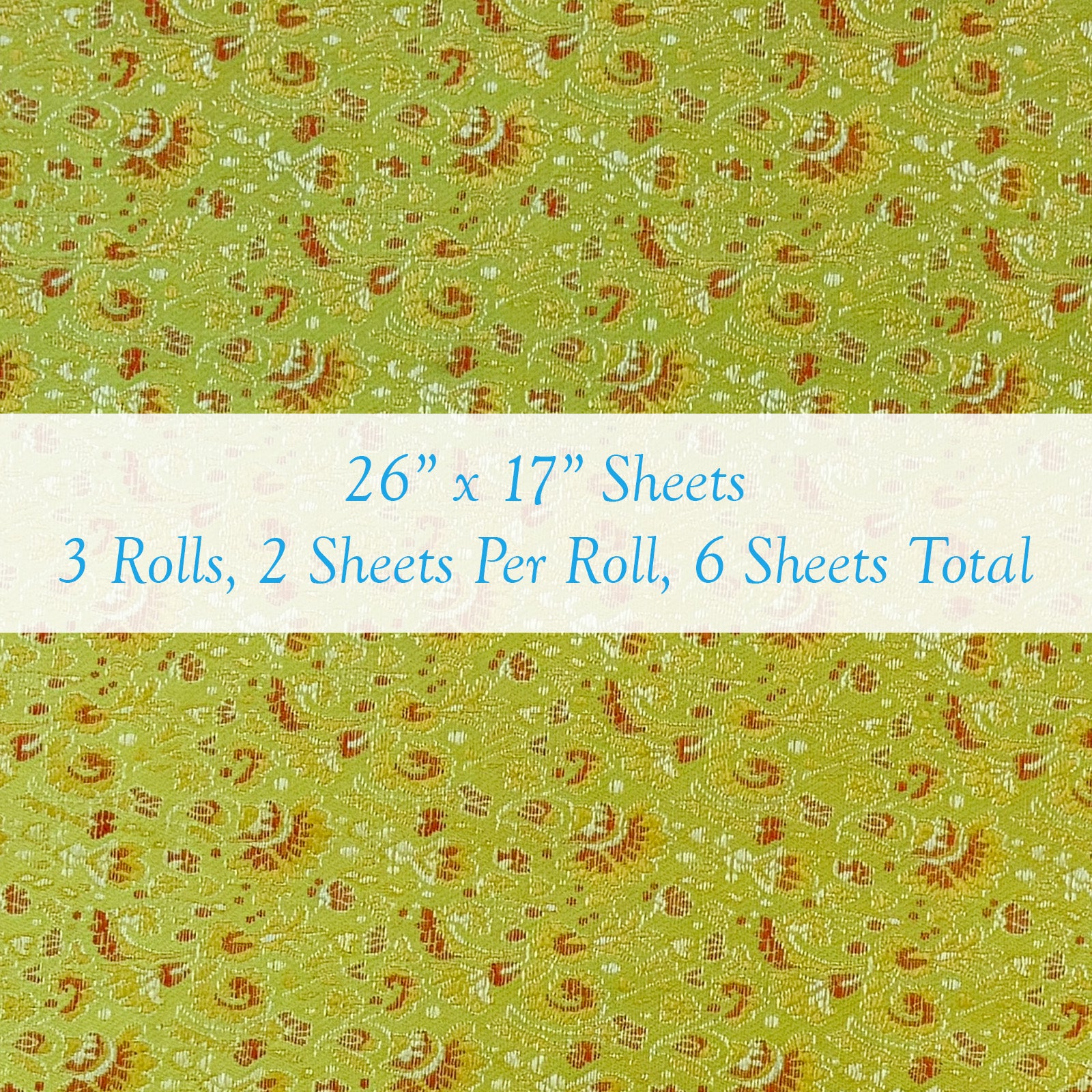 Wrapables Wild Flower Satin Brocade Decorative Paper (Set of 3, Total 6 Sheets)