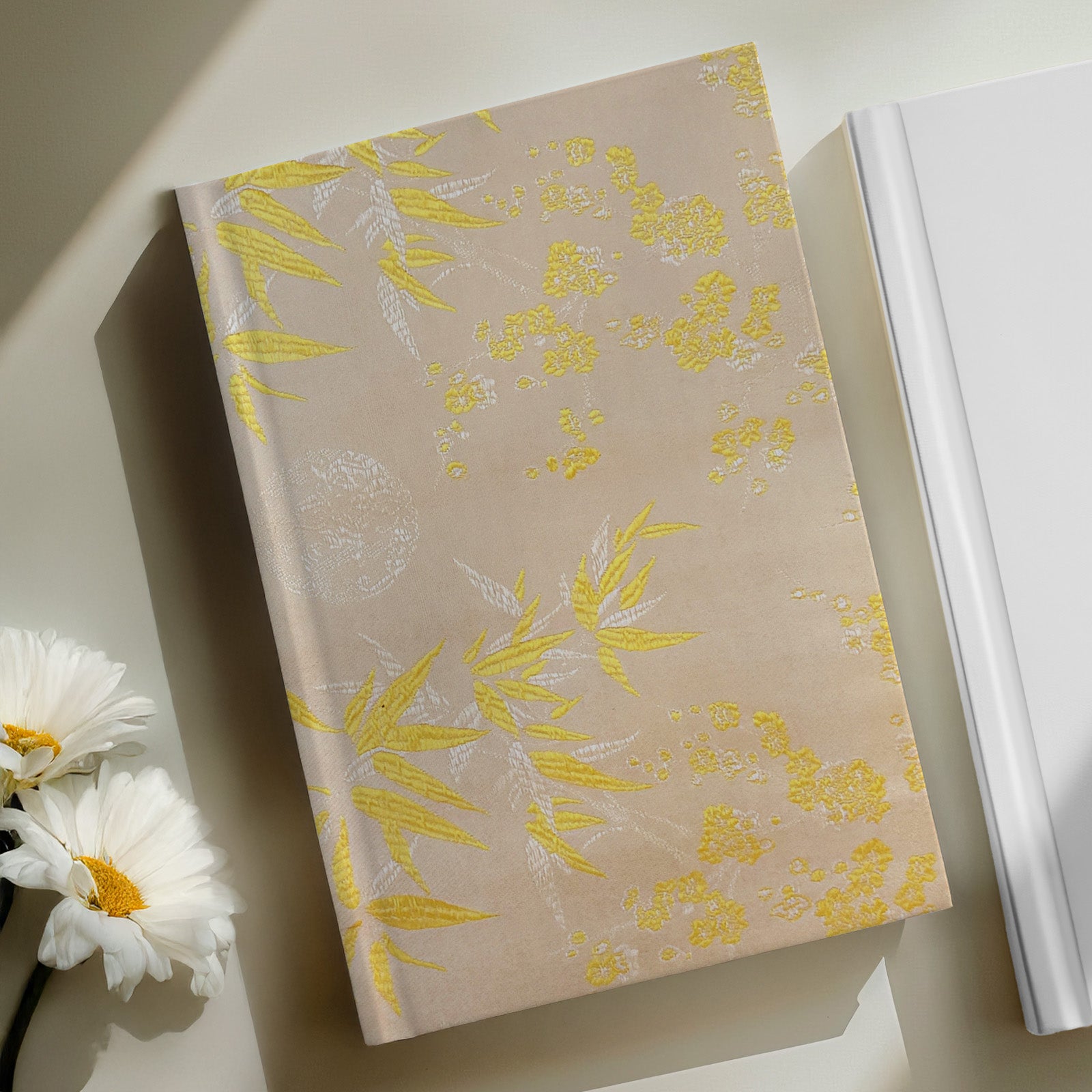 Wrapables Bamboo Satin Brocade Decorative Paper (Set of 3, Total 6 Sheets) - Golden/Cream