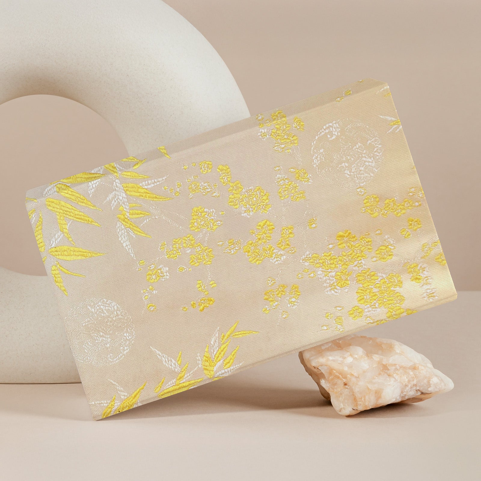 Wrapables Bamboo Satin Brocade Decorative Paper (Set of 3, Total 6 Sheets) - Golden/Cream