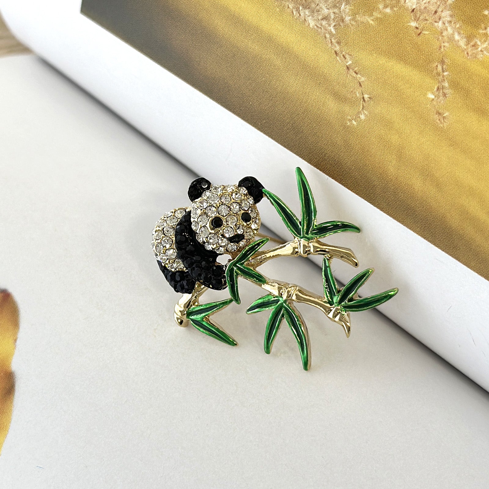 Wrapables Rhinestone Crystal Panda Brooch Pin