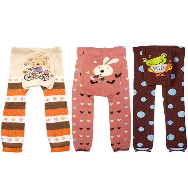 Wrapables Baby and Toddler Animal Leggings (Set of 3), 6 to 12 months, Lets Have Fun