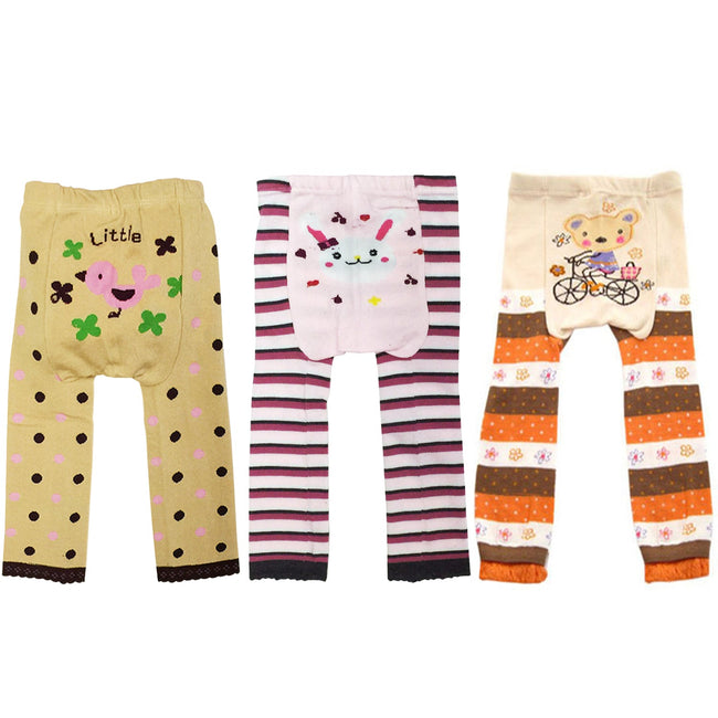 Wrapables Baby and Toddler Animal Leggings (Set of 3), 24 to 36 months, Beige and Pink
