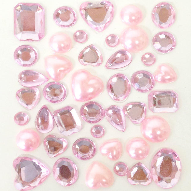 Wrapables Acrylic Self Adhesive Crystal Gem Stickers, Pinks (2pk)