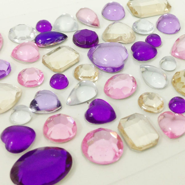 Wrapables Acrylic Self Adhesive Crystal Gem Stickers, Purple/Pink/Gold (2pk)