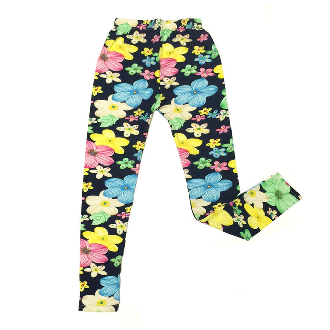 Wrapables Navy Flower Colorful Doodle Leggings