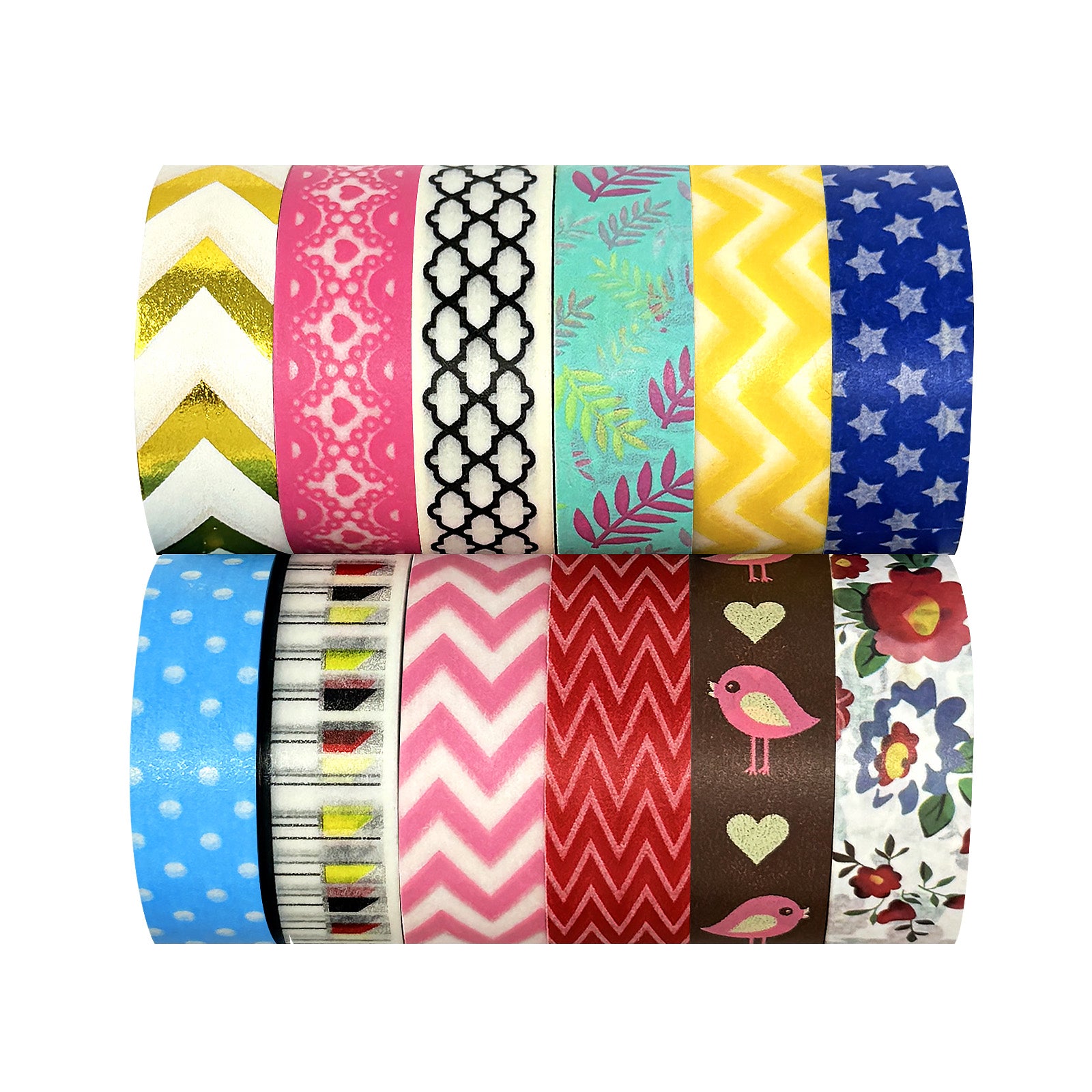 Wrapables Washi Tapes Decorative Masking Tapes, Set of 12