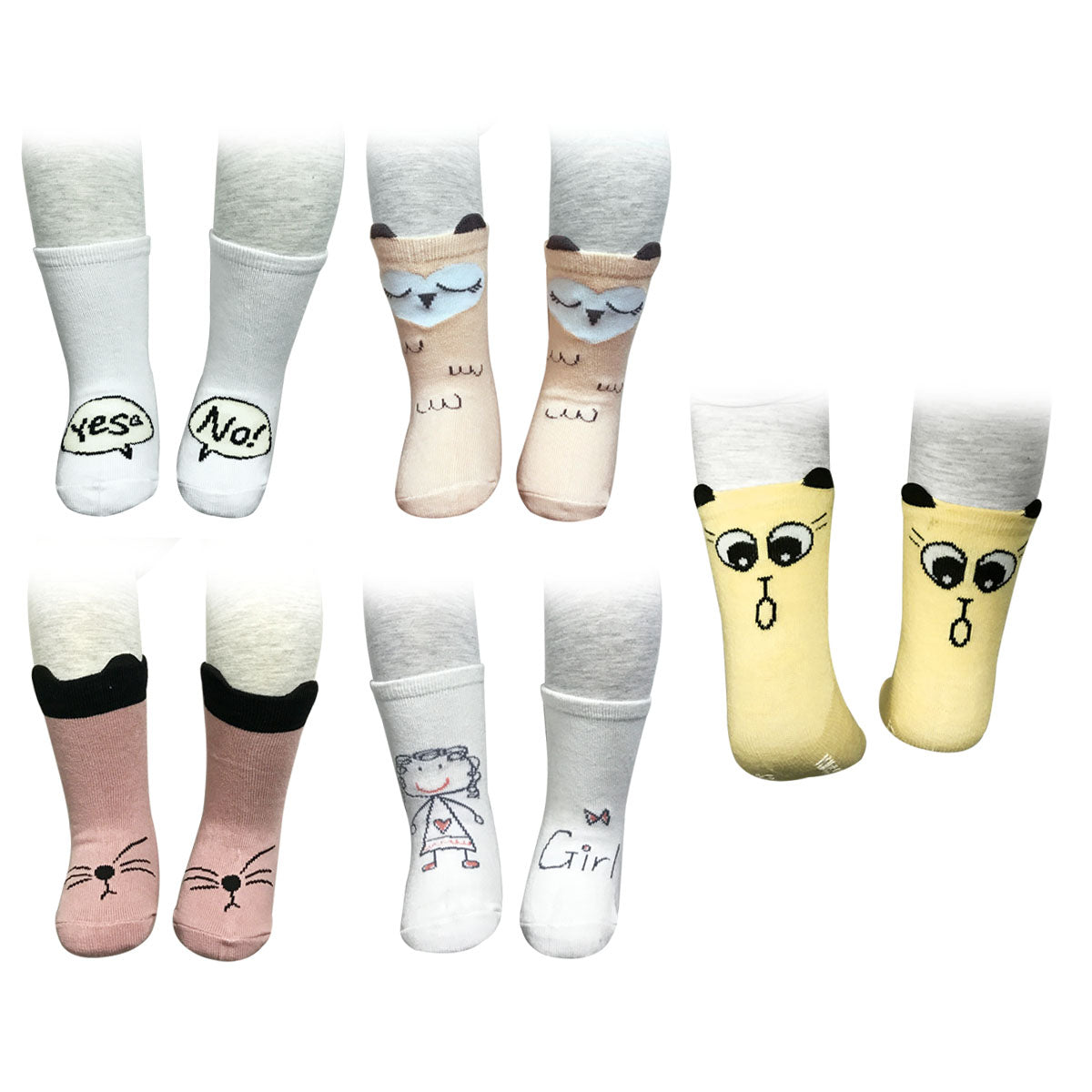 Wrapables Adorable Pets Baby Socks (Set of 5), Girl