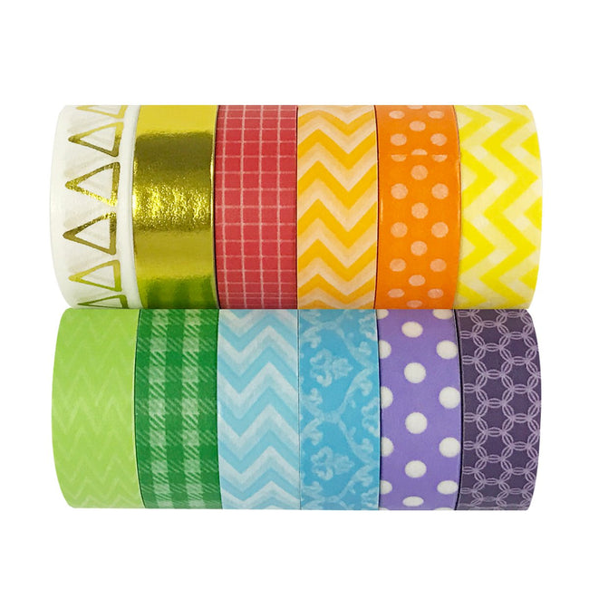 Wrapables Rainbow Bright Washi Tapes, set of 12