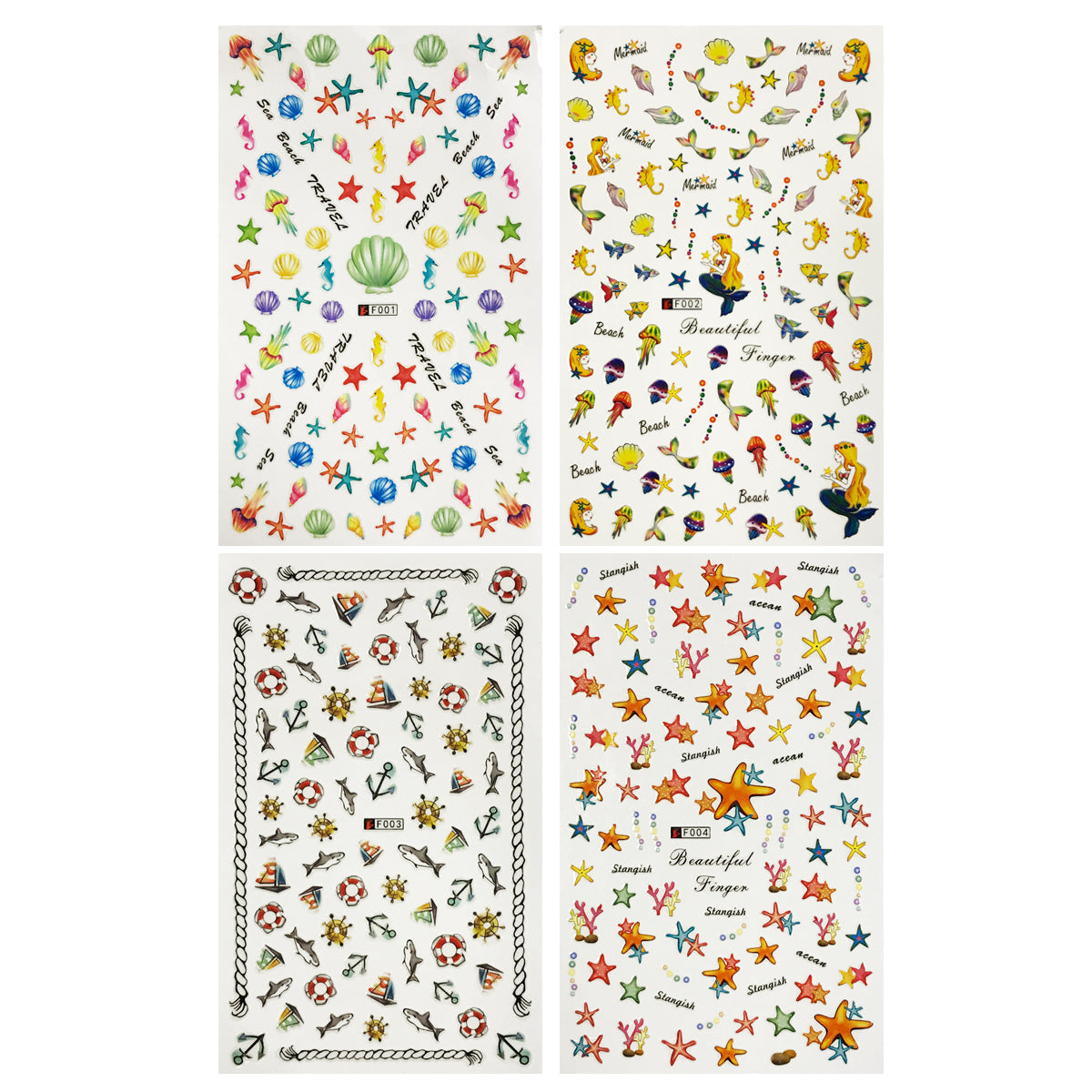 Wrapables 4 Sheets Nail Stickers Nail Art Set