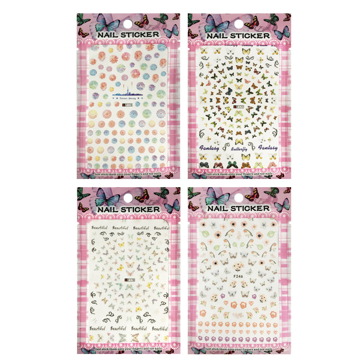 Wrapables 4 Sheets Nail Stickers Nail Art Set