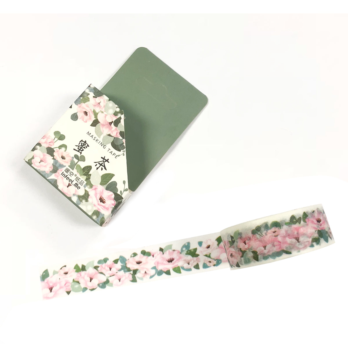 Wrapables Flowers and Greens Washi Masking Tape, 15mm x 7m