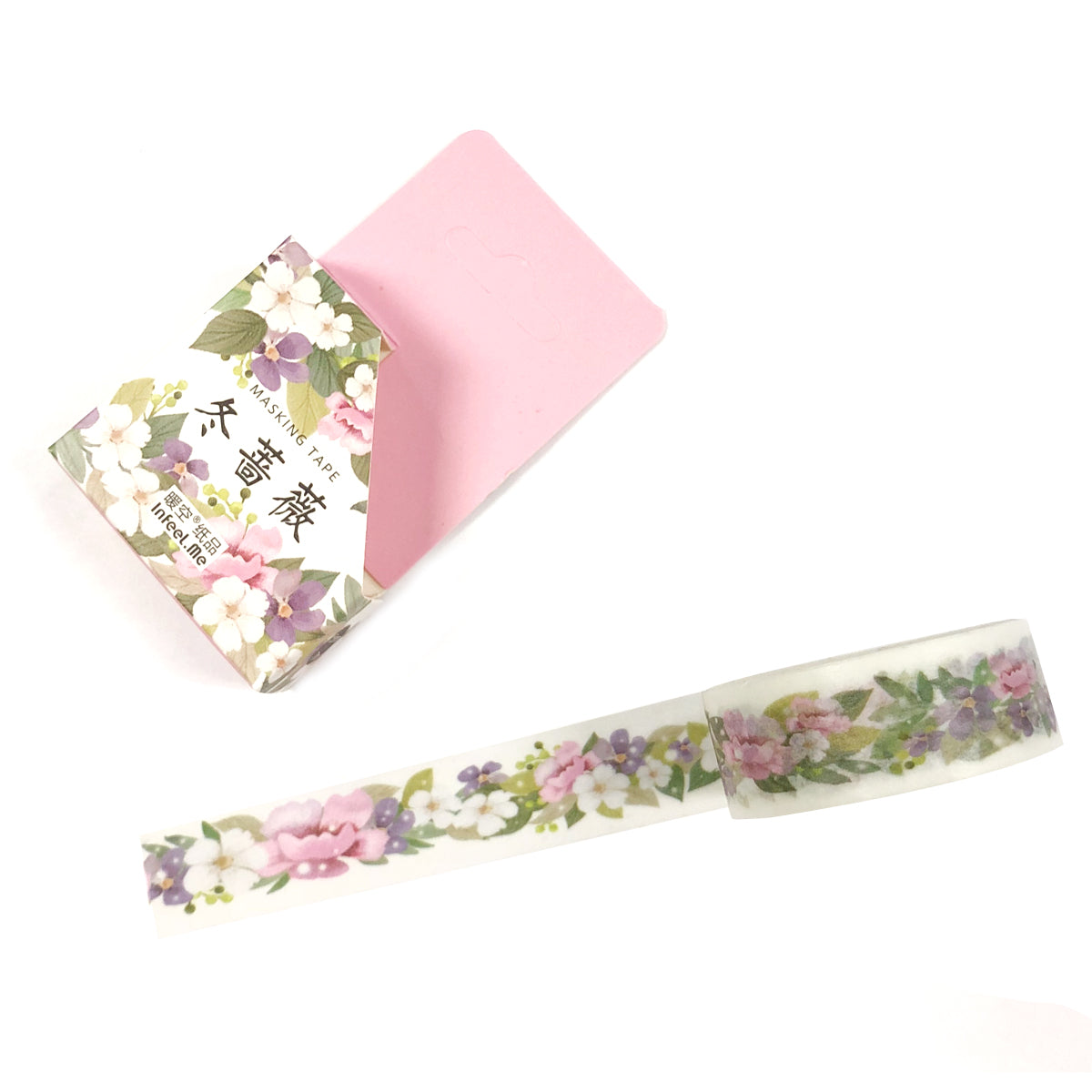Wrapables Flowers and Greens Washi Masking Tape, 15mm x 7m