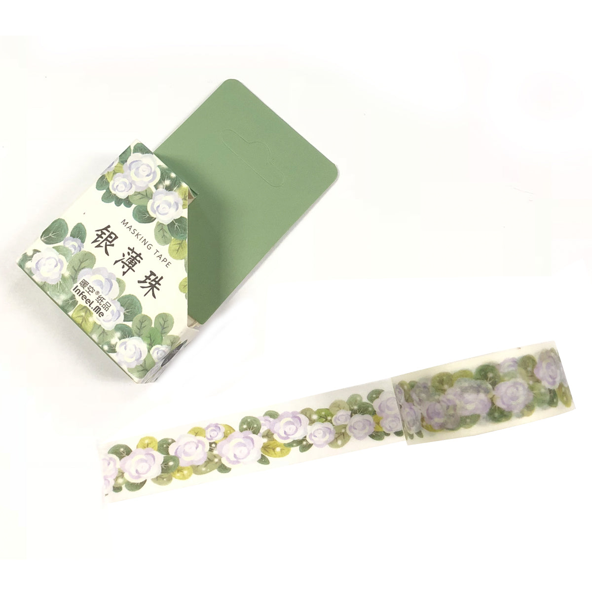 Wrapables Flowers and Greens Washi Masking Tape, 15mm x 7m
