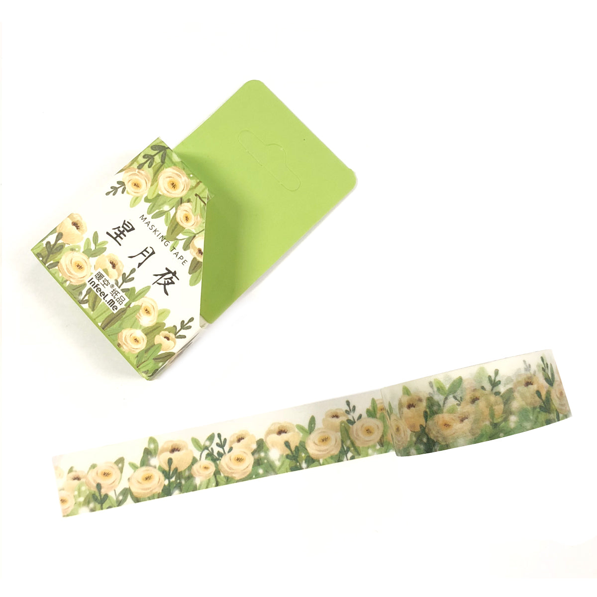 Wrapables Flowers and Greens Washi Masking Tape, 15mm x 7m