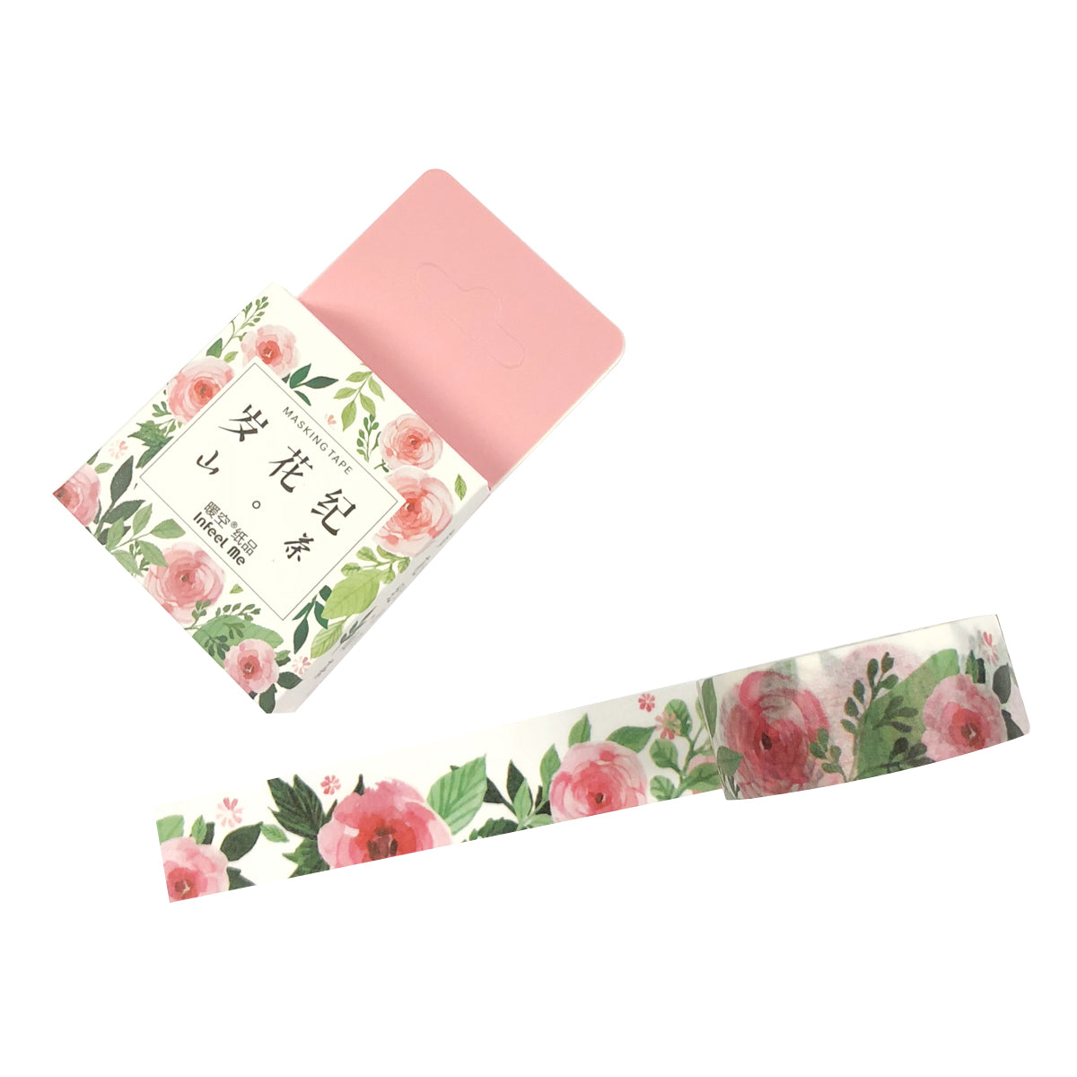 Wrapables Flowers and Greens Washi Masking Tape, 15mm x 7m