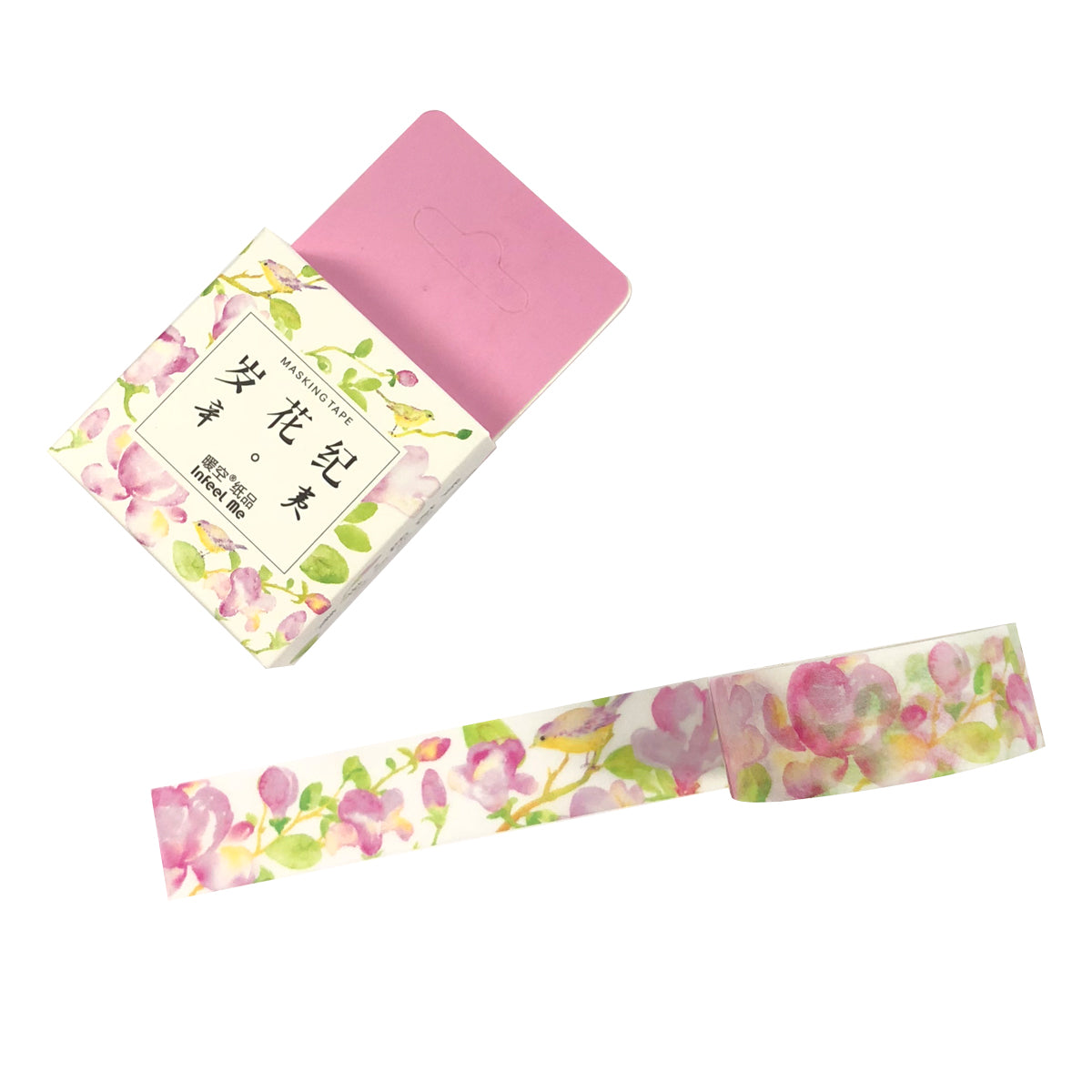 Wrapables Flowers and Greens Washi Masking Tape, 15mm x 7m