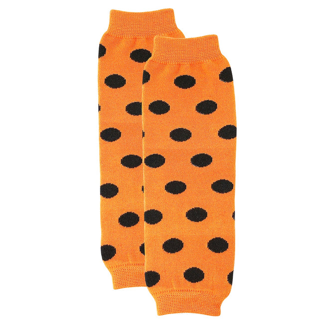 Wrapables Halloween Baby & Toddler Leg Warmers, Orange and Black Polka Dots