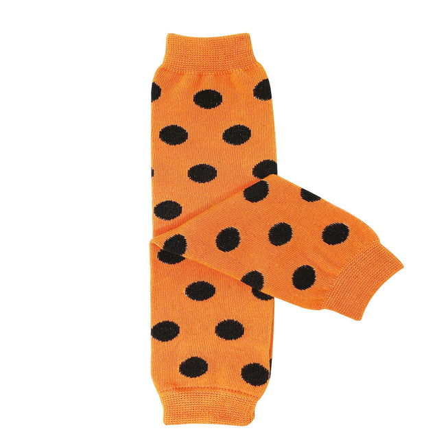 Wrapables Halloween Baby & Toddler Leg Warmers, Orange and Black Polka Dots