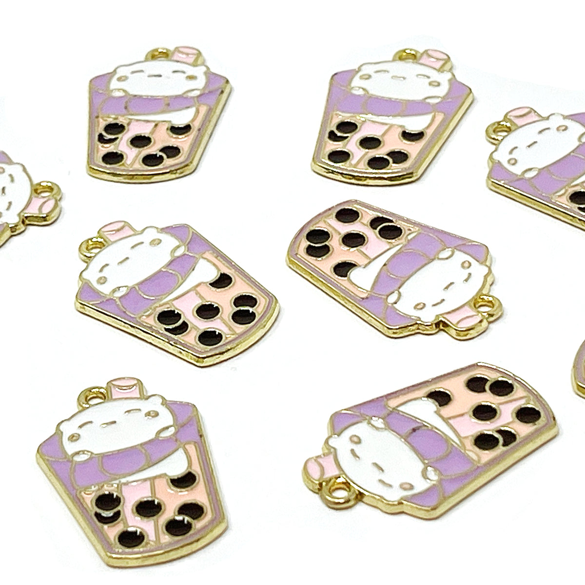 Wrapables Boba Milk Tea Pendant Charms for Jewelry Making (Set of 10)