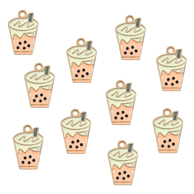 Wrapables Boba Milk Tea Pendant Charms for Jewelry Making (Set of 10)