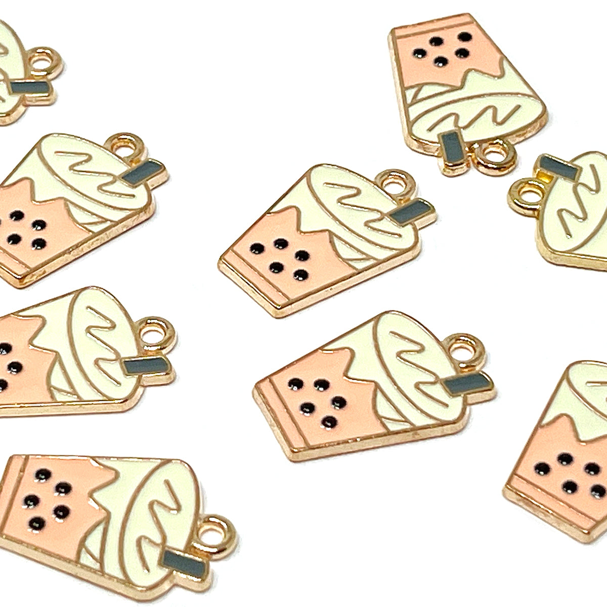 Wrapables Boba Milk Tea Pendant Charms for Jewelry Making (Set of 10)