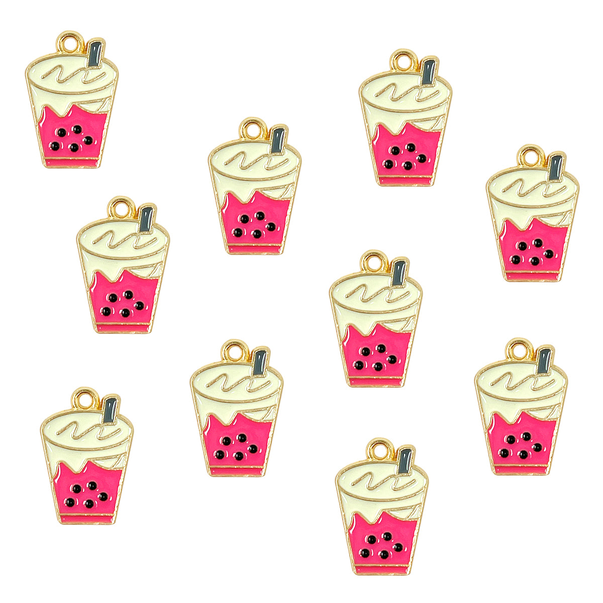Wrapables Boba Milk Tea Pendant Charms for Jewelry Making (Set of 10)