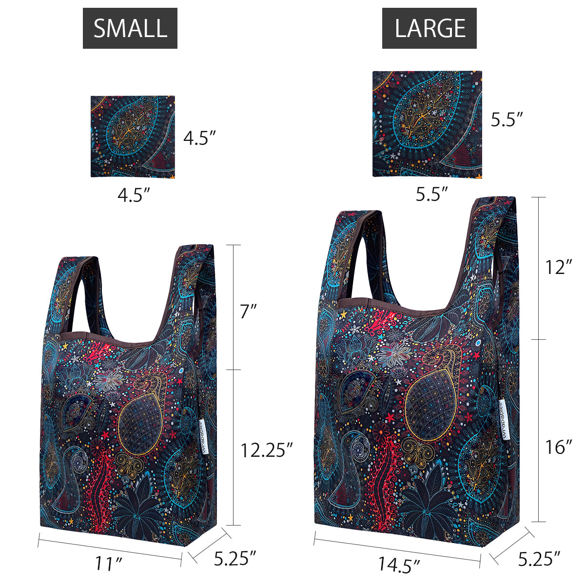 Wrapables JoliBag Nylon Reusable Grocery Bag, Set of 6