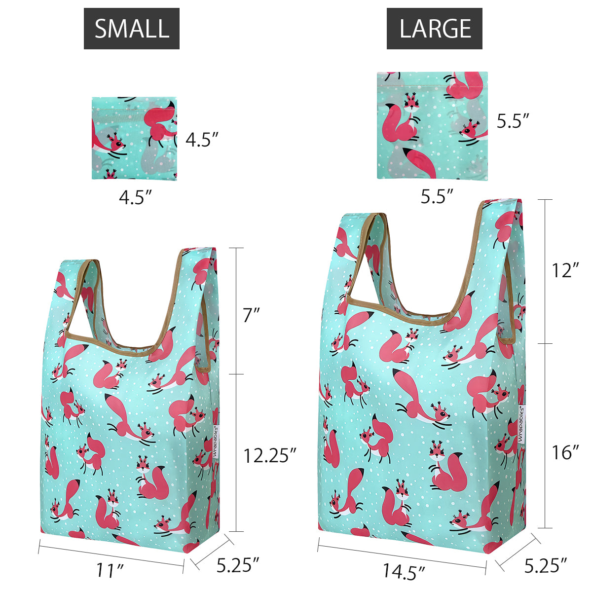Wrapables JoliBag Nylon Reusable Grocery Bag, Set of 6