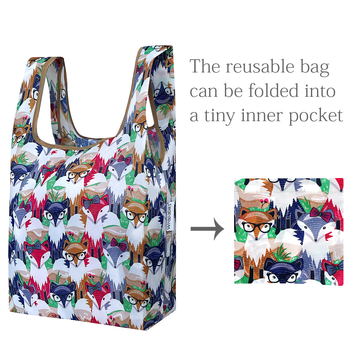 Wrapables JoliBag Nylon Reusable Grocery Bag, Set of 6