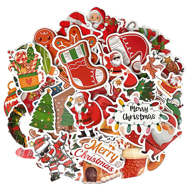 Wrapables Waterproof Vinyl Stickers for Water Bottles, Laptop, Phones, Skateboards, Decals for Teens, 100pcs, Merry Christmas