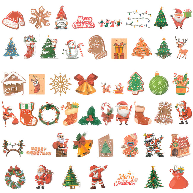 Wrapables Waterproof Vinyl Stickers for Water Bottles, Laptop, Phones, Skateboards, Decals for Teens, 100pcs, Merry Christmas